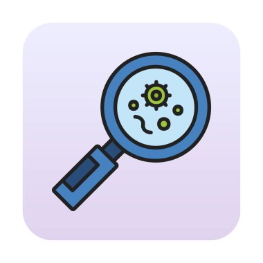 Büyüteç cam simgesi, vektör illüstrasyonlu bakteri denetimi  