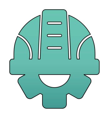 Güvenli Miğfer Düz Vektör Simgesi.                        