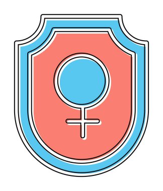 Kadın seks sembollü kalkan simgesi, vektör çizimi basit tasarım