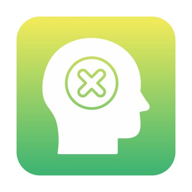 Çapraz işaretli insan kafası, güvensiz kişi, vektör illüstrasyonu