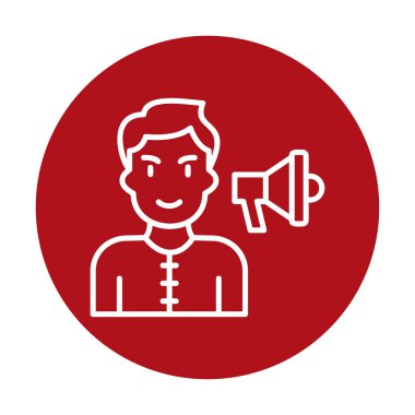 Gençler megafonla, vektör illüstrasyonuyla protesto ediyor  