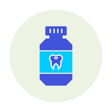 Diş izi simgesi olan ağız gargarası şişesi, vektör illüstrasyonu