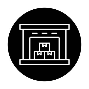 Kutu simgesi ve vektör illüstrasyonlu depo 