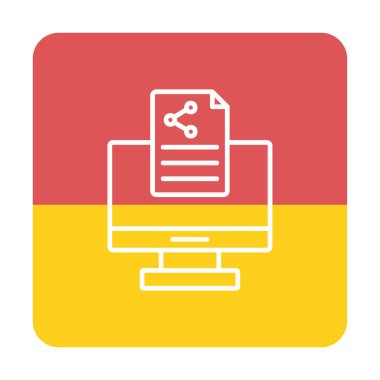 Simge vektör illüstrasyonunu paylaşan bilgisayar 