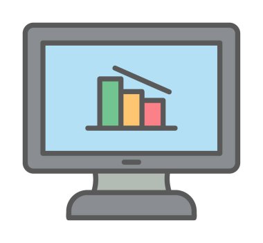 Çevrimiçi Veri Analizi vektör çizgi simgesi