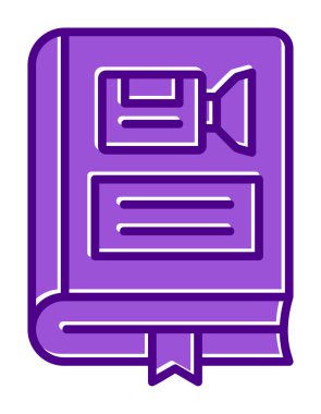 Kamera işaretli kitap simgesi, vektör illüstrasyonu basit tasarım