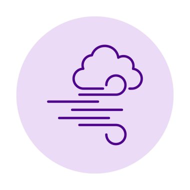 Bulutlu rüzgar simgesi, vektör illüstrasyonu 