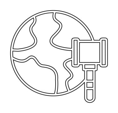 düz Dünya Açık Artırma Simgesi Vektör İllüstrasyonu