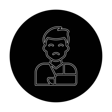 Elinde travma ikonu olan adam vektör illüstrasyonu 