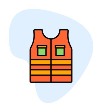 Güvenlik Ceketi Web simgesi, vektör illüstrasyonu