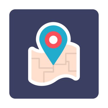 Konum iğnesi, vektör illüstrasyonlu harita simgesi