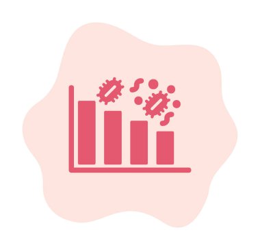 Grafik ve bakteri simgesi, vektör illüstrasyonu ile azalan kavram   