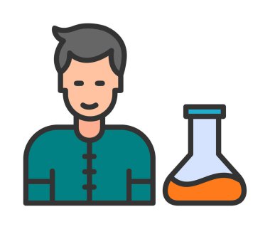 Basit vektör izole illüstrasyondaki bilim adamı simgesi                                    