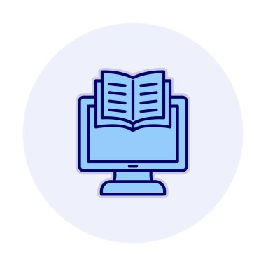 E-kitap ve bilgisayar ekran simgesi, vektör illüstrasyonu 