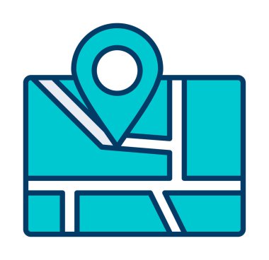 Konum iğnesi, vektör illüstrasyonlu harita simgesi