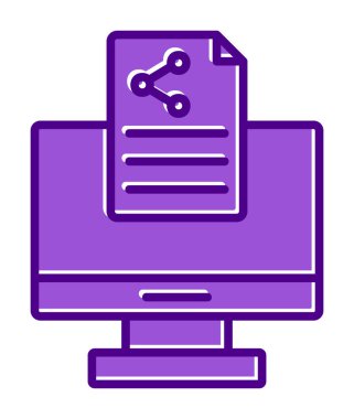 Simge vektör illüstrasyonunu paylaşan bilgisayar 