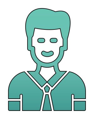 Basit yassı yönetici satırı simgesi. Kravatlı adam. 