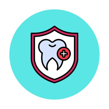 Diş koruma kalkanı ikon vektörü. İnce çizgi işareti. Önleme izole edilmiş kontür sembolü gösterimi