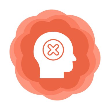 Çapraz işaretli insan kafası, güvensiz kişi, vektör illüstrasyonu