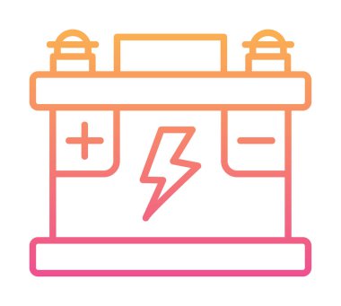 Araba aküsü simgesi. Ağ için Kataloglayıcı imza vektör simgesinin düz çizimi.