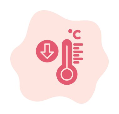 Düşük Sıcaklık simgesi vektör illüstrasyonlu termometre