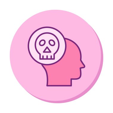 Kafatası simgesi olan insan kafası, vektör illüstrasyonu