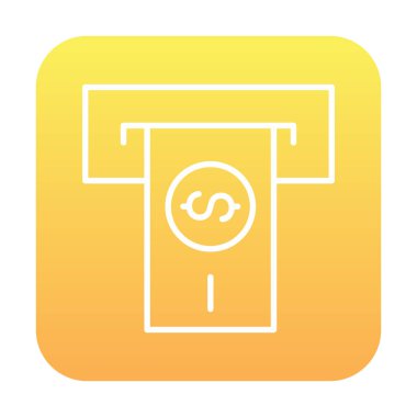 Beyaz arkaplan üzerinde basit tasarım olarak ATM slot satırı simgesinden para çek