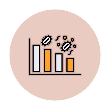 Grafik ve bakteri simgesi, vektör illüstrasyonu ile azalan kavram   