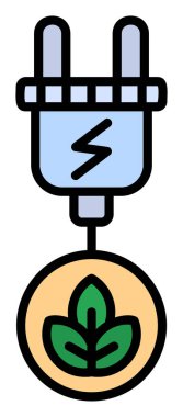 elektrik prizi, Yeşil Enerji simgesi, taslak illüstrasyon                  