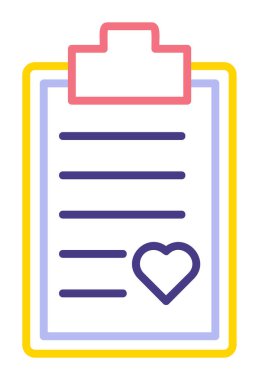 Kalp ikonu vektör illüstrasyonlu Tıbbi Rapor               