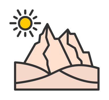 Çöl dağı manzara ikonu vektör illüstrasyon tasarımı