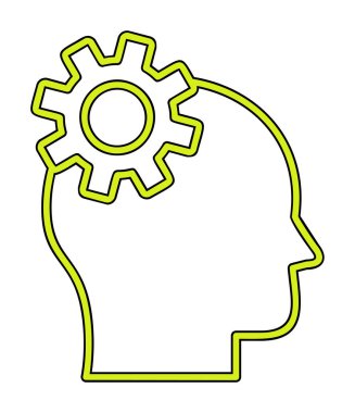 Düşünen baş simgesi, vektör çizimi basit tasarım