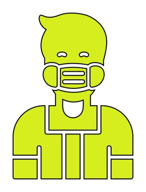 Düz genç adam tıbbi maske vektör tasarımı ile