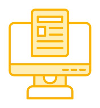 Yazı simgesi, vektör illüstrasyonlu bilgisayar ekranı