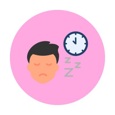 Saat ile uyuyan erkek yüzü, vektör çizimi 