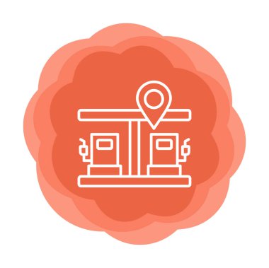 Benzin istasyonu web simgesi, vektör illüstrasyonlu harita işaretleyici