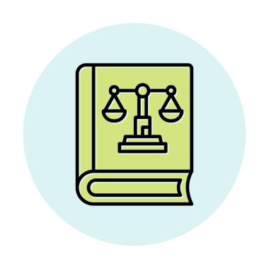 Adalet kitabı simgesi, vektör illüstrasyonu