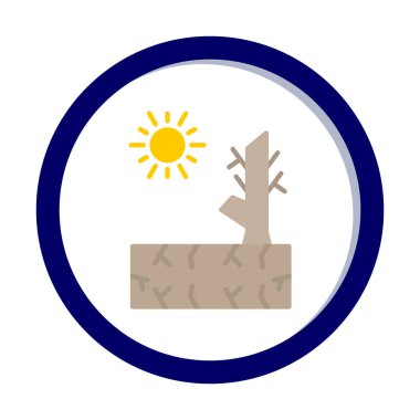 Kuraklık zeminli bir ağacın vektör düzlüğü simgesi 