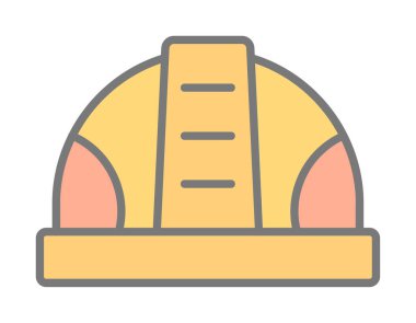 İnşaat Miğferi. İnşaat endüstrisi simgesi ana hatlarıyla doldurulmuş                    