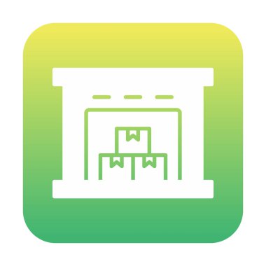 Kutu simgesi ve vektör illüstrasyonlu depo 