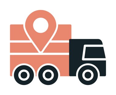 konum simgesine sahip dağıtım kamyonu, basit illüstrasyon