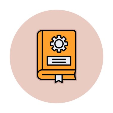 Mekanik kitap düz simgesi, vektör illüstrasyonu 