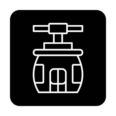 Cableway simgesi, ana hatlı biçim vektör illüstrasyonu  