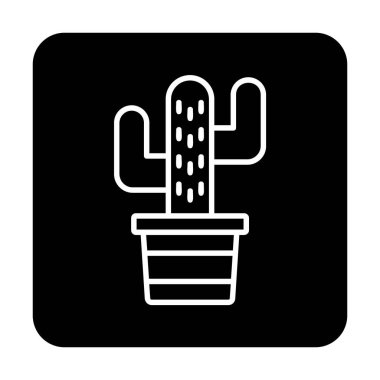 Kaktüs simgesi, basit tasarım çizimi  