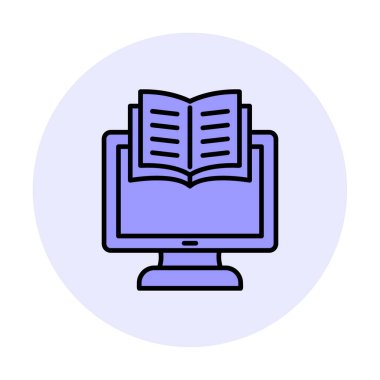 E-kitap ve bilgisayar ekran simgesi, vektör illüstrasyonu 