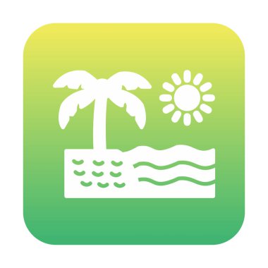 Gün batımı ve deniz ikonu, Plaj ikonu, vektör illüstrasyonu