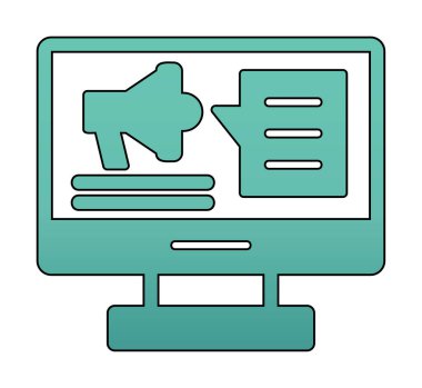 bilgisayar monitörü ve megafon, Dijital Kampanya konsept vektörü