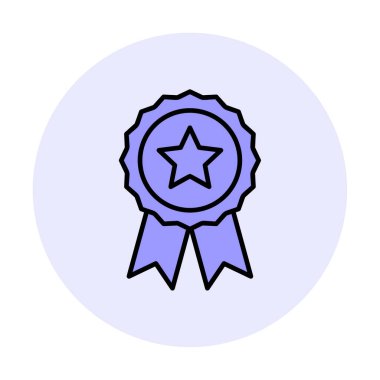 düz basit ödül rozet vektör düz çizgi simgesi