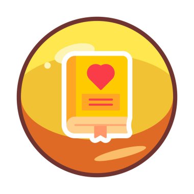 Kalp ikonu ve vektör illüstrasyonlu romantizm kitabı 