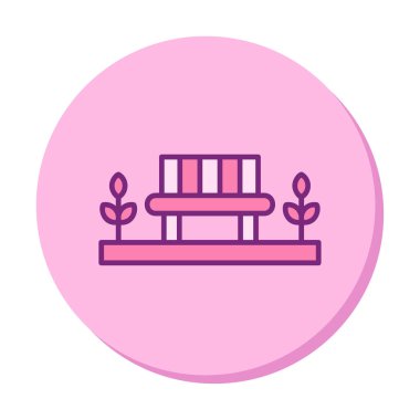 Park bankının ikonu. Düz renk tasarımı. vektör illüstrasyonu